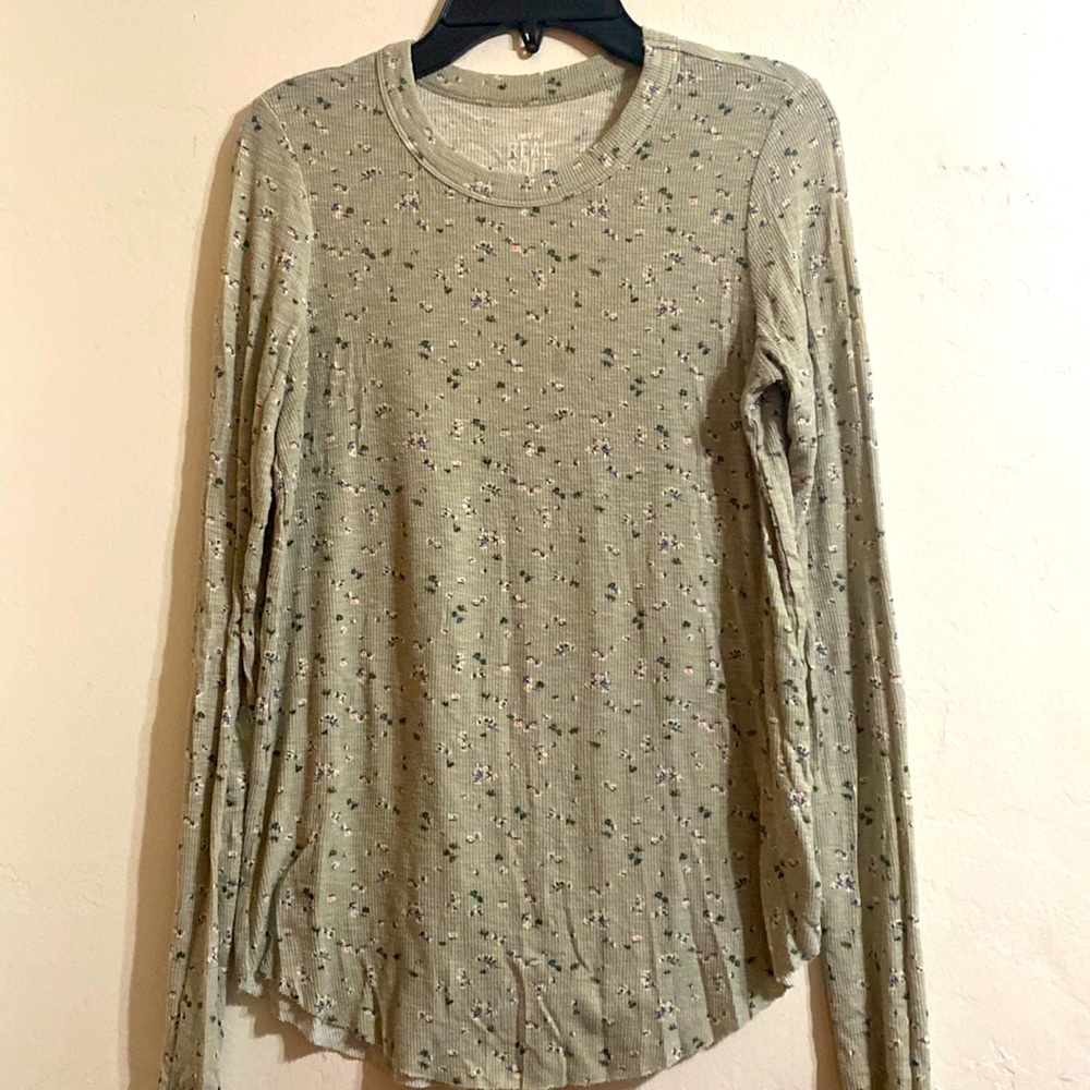 Aerie Real Soft Ribbed Floral Top